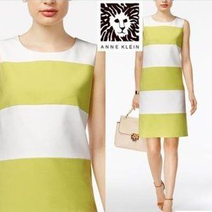 Anne Klein Women's Green and White Striped Dress